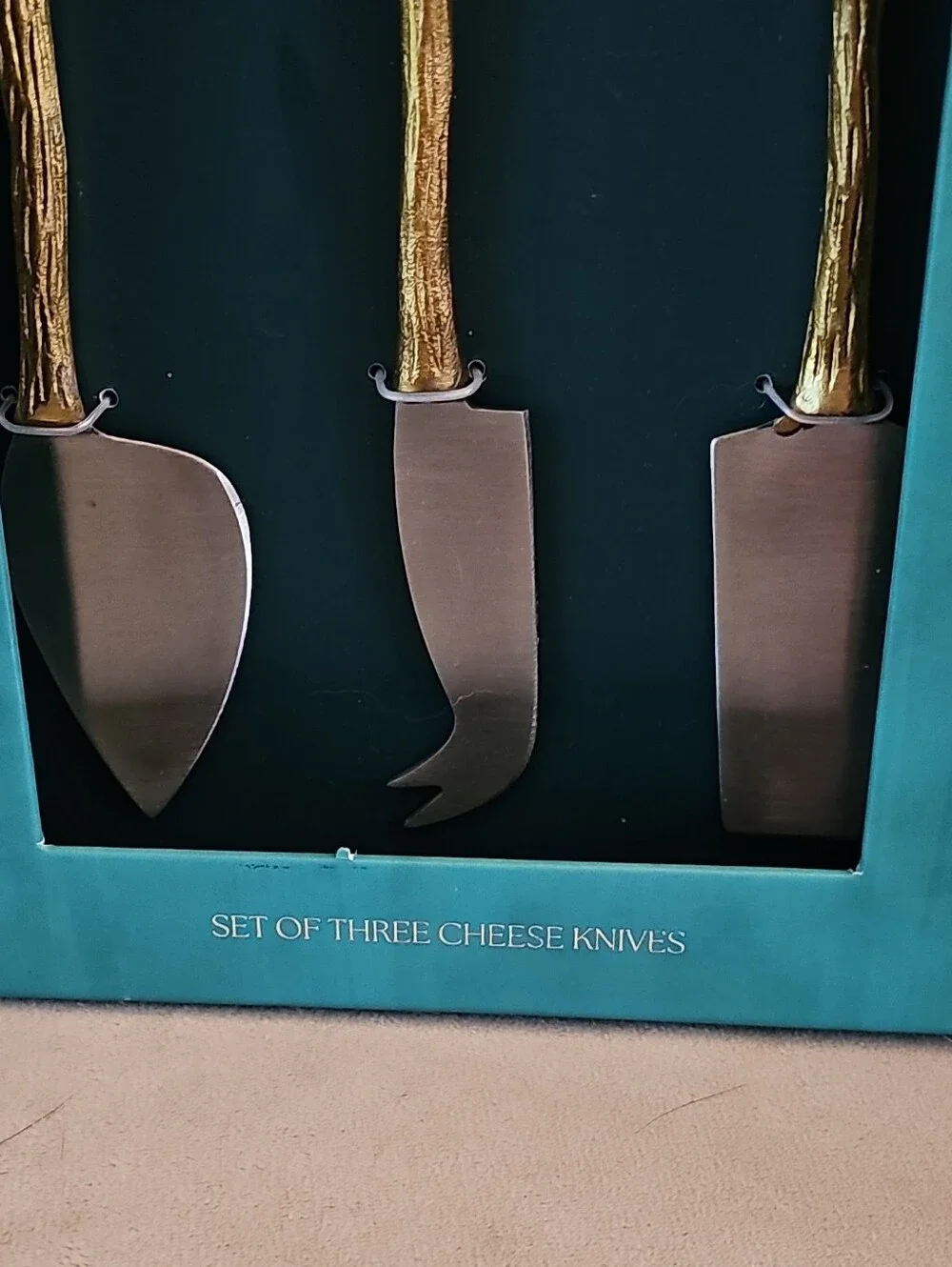 Anthropologie Gold Bird-Handled  Set Of 3 Cheese Knives